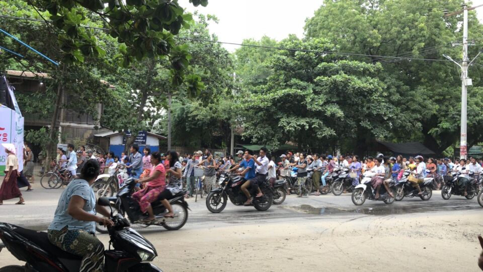 Motorbikes on a Burmese street