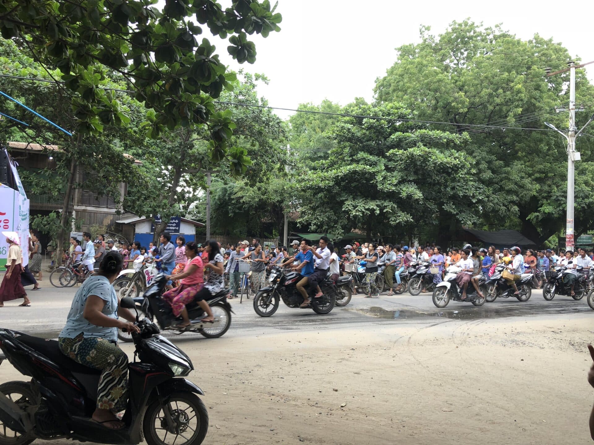 Motorbikes on a Burmese street